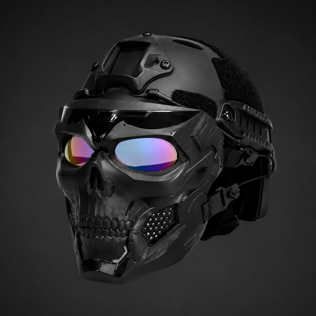 Halloween Tactical Skull Mask and Face with Protective Goggles for Cosplay Airsoft Paintball Party