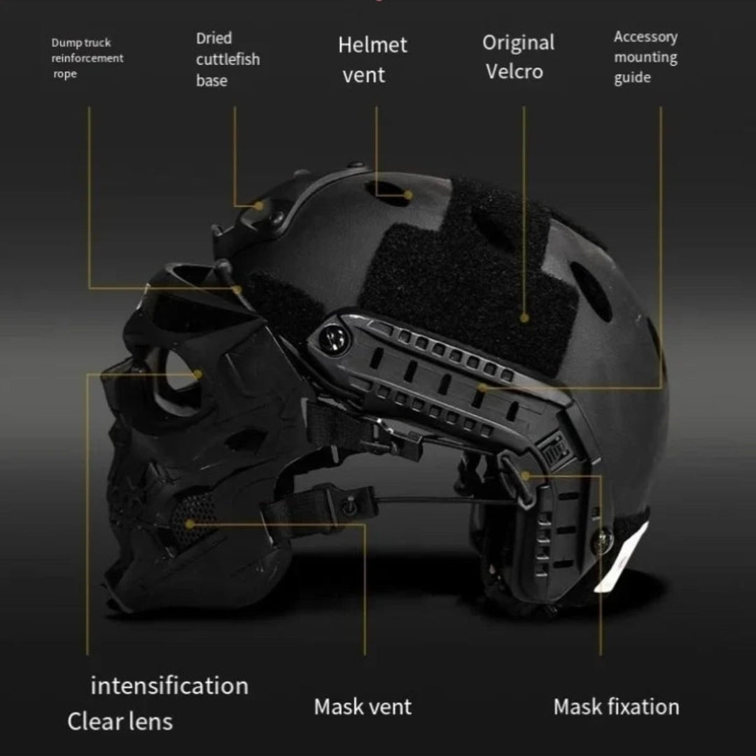 Halloween Tactical Skull Mask and Face with Protective Goggles for Cosplay Airsoft Paintball Party