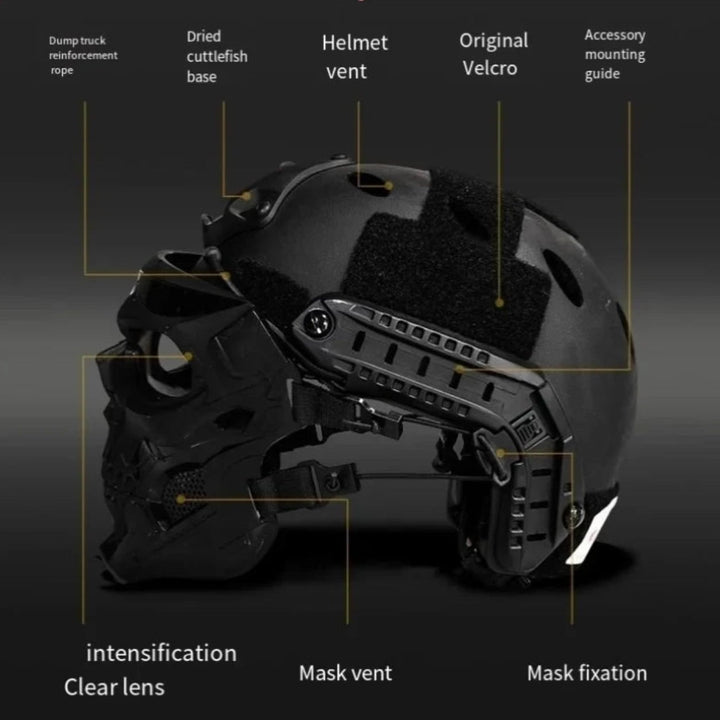 Halloween Tactical Skull Mask and Face with Protective Goggles for Cosplay Airsoft Paintball Party
