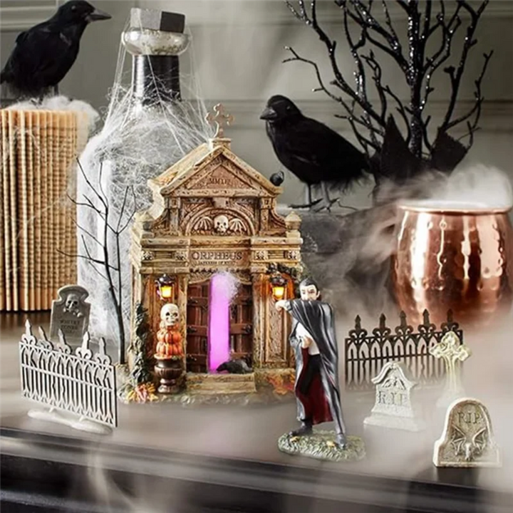 Halloween Tombstone Decorations and Miniature Figurines for Tabletop Party Decor