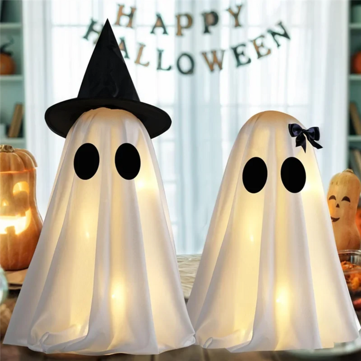 Halloween Warm White Lights Ghost Decor Set of Two Up Figures for Indoor Decoration Inflatable