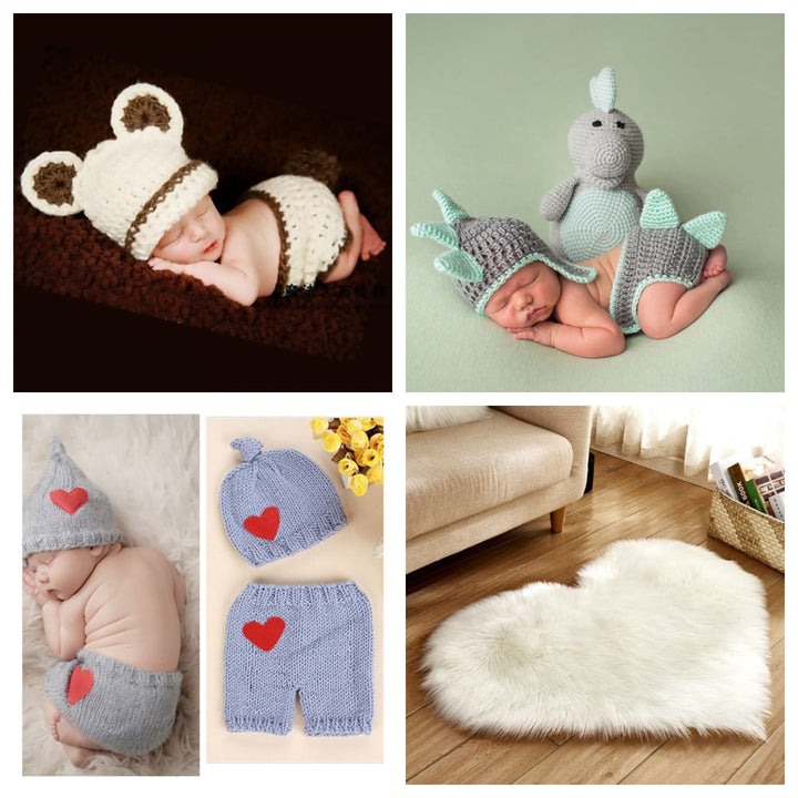 Heart Shaped Area Rug with Non Slip Pad Plush Faux Fur Fluffy Floor Mat for Living Room 8 By 10