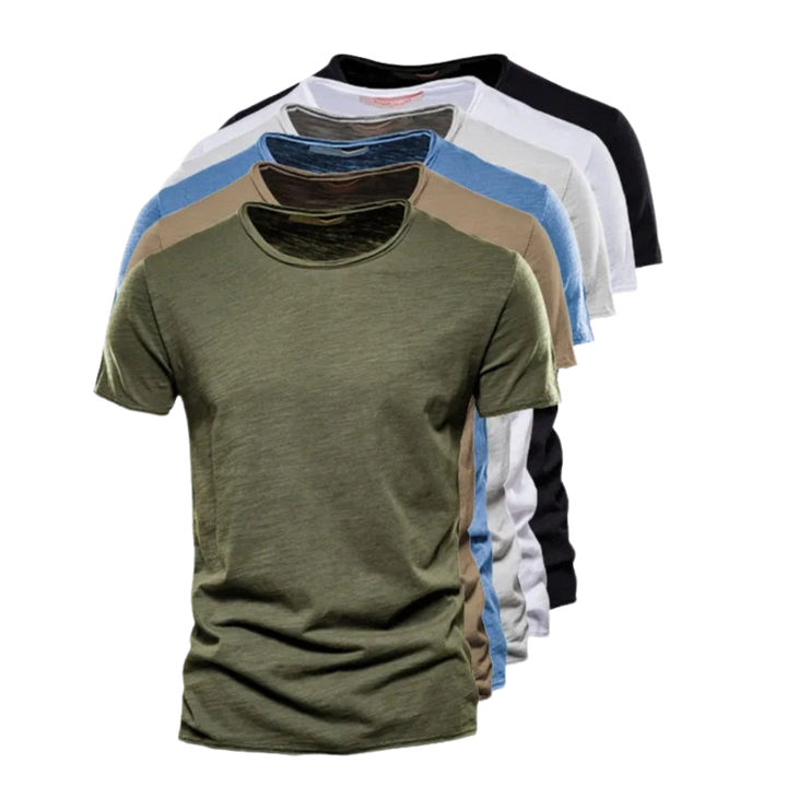 Men's Crew-Neck T-Shirt with Slub Yarn Texture