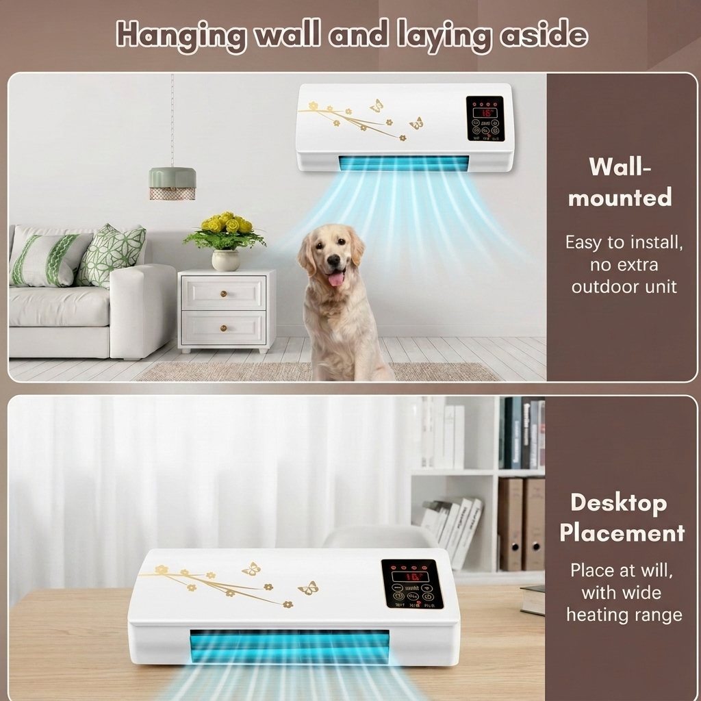 2-in-1 Wall-Mounted Heater & Cooling Fan – Fast Heating & Cool Air Circulation