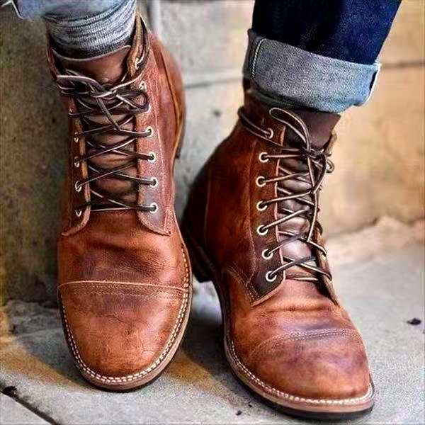 Men's Retro Waterproof Lace-Up Boots with Non-Slip Sole – Damian