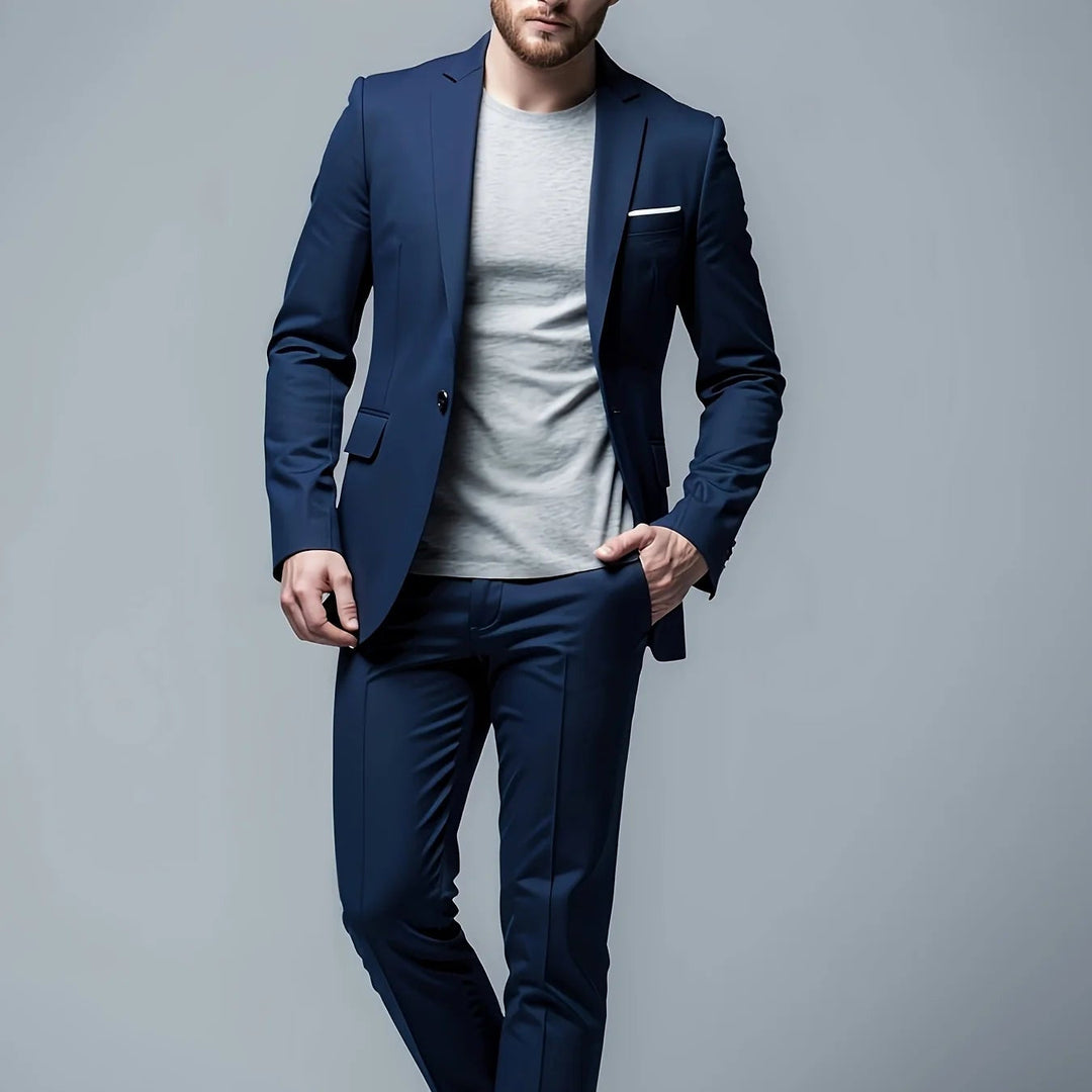 Men's Slim Fit Suit Set - Business-Casual Blazer and Pants