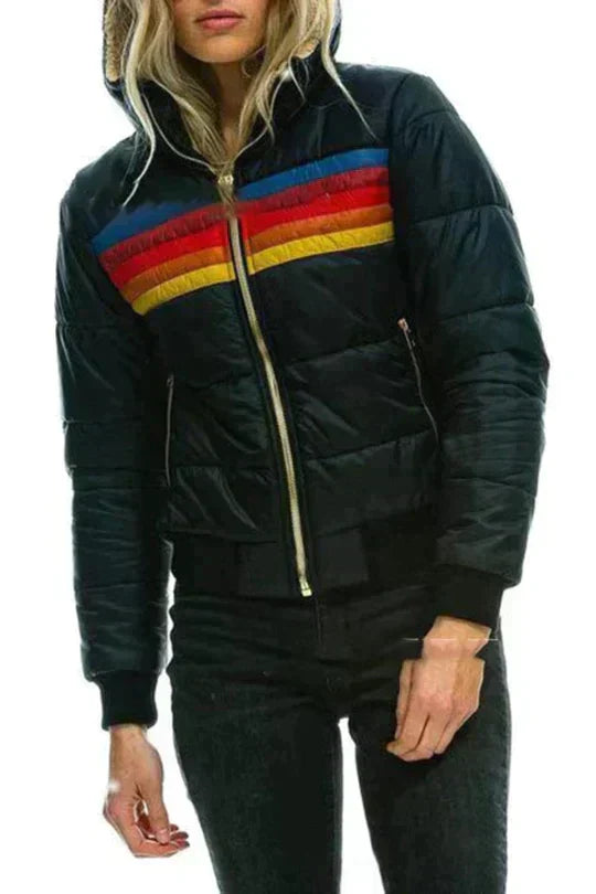 Colourful Women's Quilted Jacket with Hood – Ylva