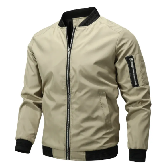 Men's Bomber Jacket with Zip Details – Lined All-Season Jacket