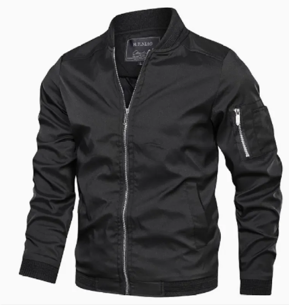 Men's Bomber Jacket with Zip Details – Lined All-Season Jacket