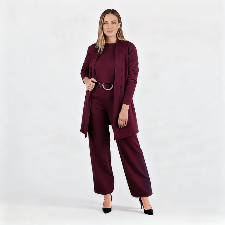 3-piece comfort set: cardigan, top and pants