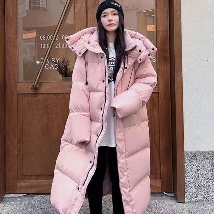 Women's Long Quilted Winter Coat with Hood – Warm Puffer Jacket