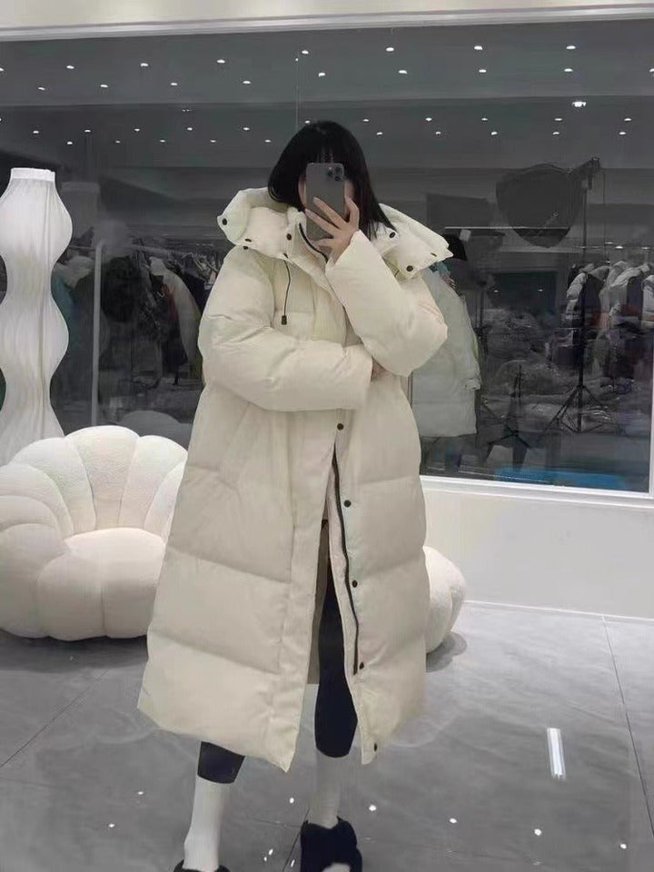 Women's Long Quilted Winter Coat with Hood – Warm Puffer Jacket