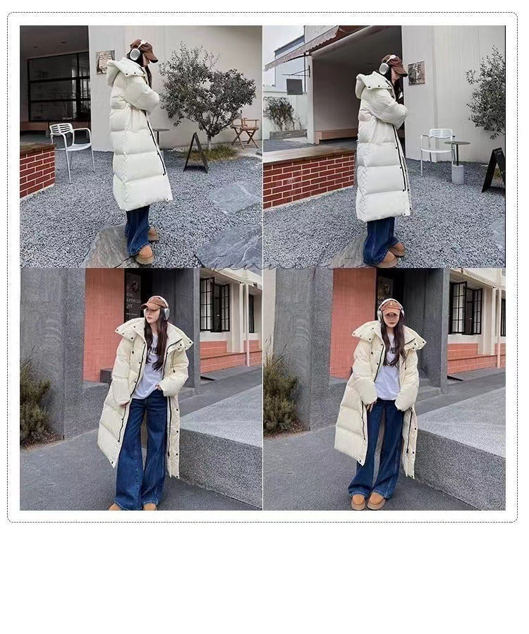 Women's Long Quilted Winter Coat with Hood – Warm Puffer Jacket