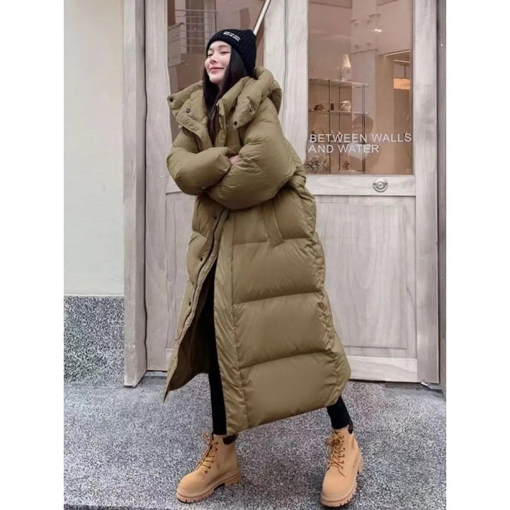Women's Long Quilted Winter Coat with Hood – Warm Puffer Jacket