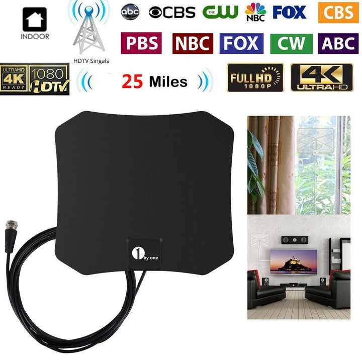 Indoor TV Antenna Digital Hdtv Flat Coaxial Cable Wall Mount Stick