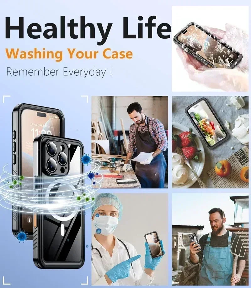 IP68 Waterproof Full-Body Diving Case with Magnetic Fit