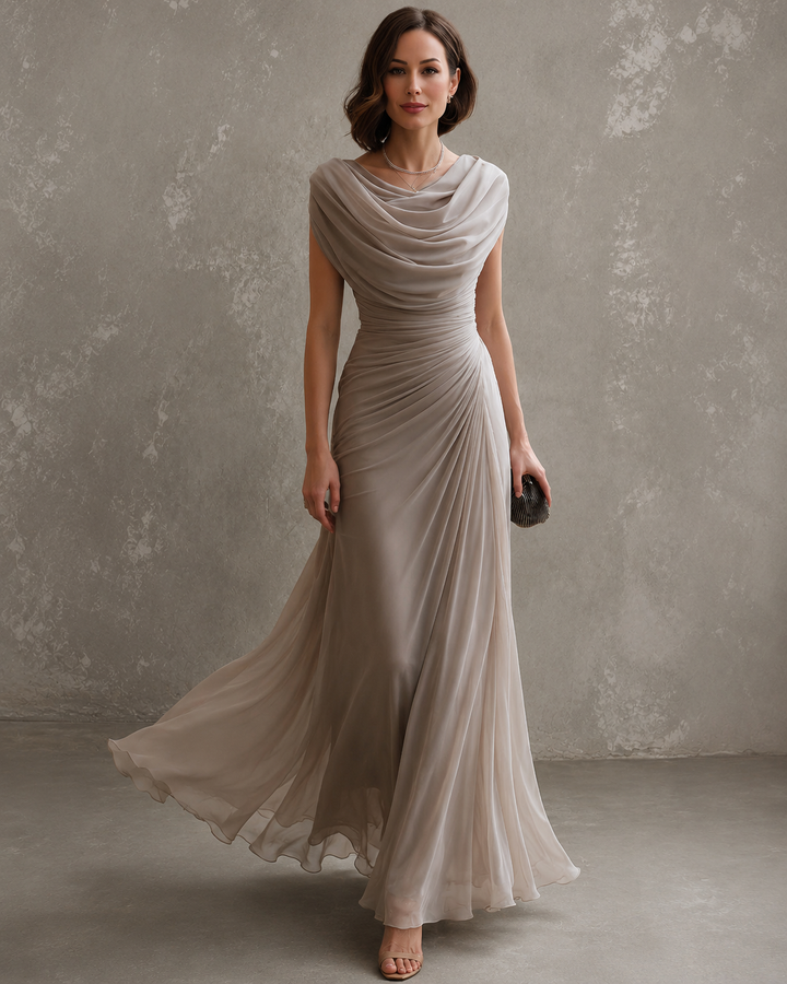 Sleeveless Maxi Dress with Flowing Floor-Length Skirt