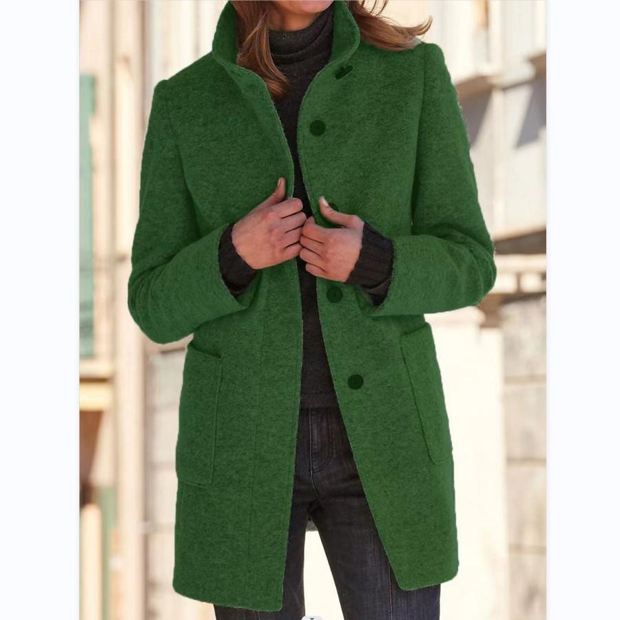 Classic Women's Wool Coat with Retro Button Closure - Amanda