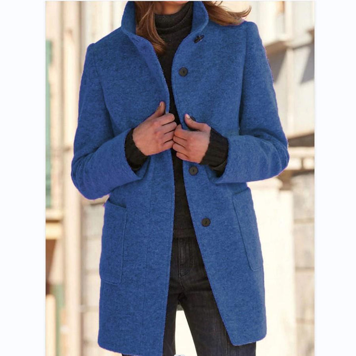Classic Women's Wool Coat with Retro Button Closure - Amanda