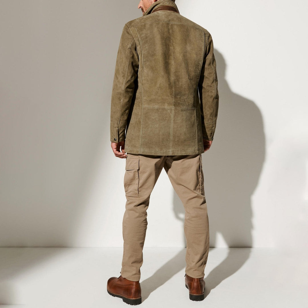 Men's Lined Suede Jacket – Fitted Vintage Fall/Winter Coat
