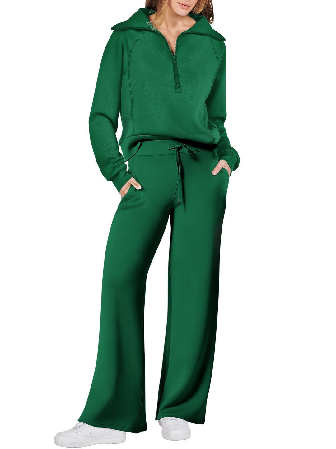 Women's Loungewear Set with Half Zip and Straight Legs