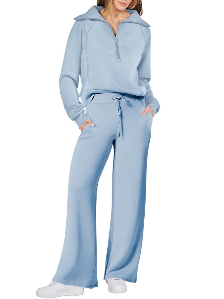 Women's Loungewear Set with Half Zip and Straight Legs