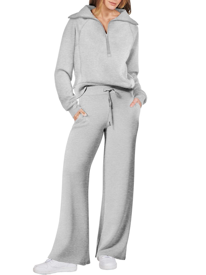 Women's Loungewear Set with Half Zip and Straight Legs