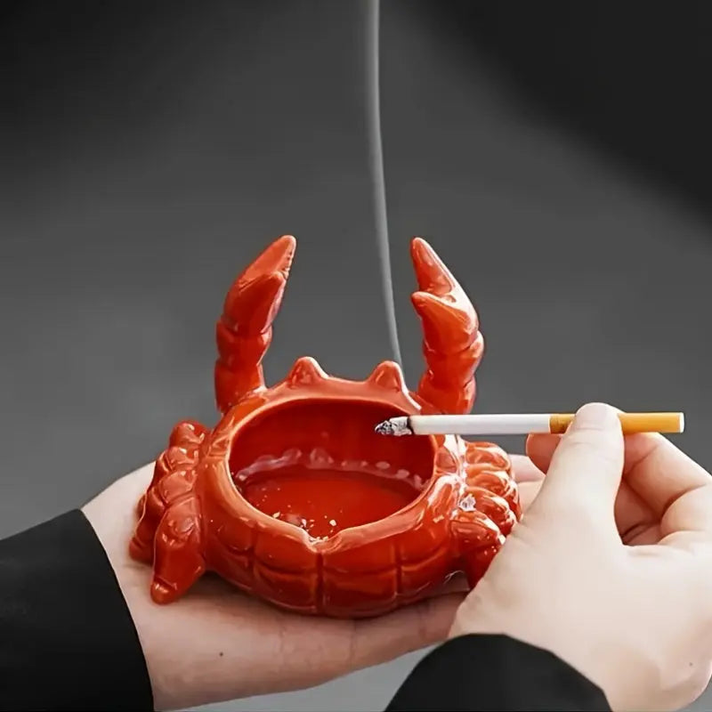 Crab-Shaped Ceramic Ashtray - Unique Design - Decorative