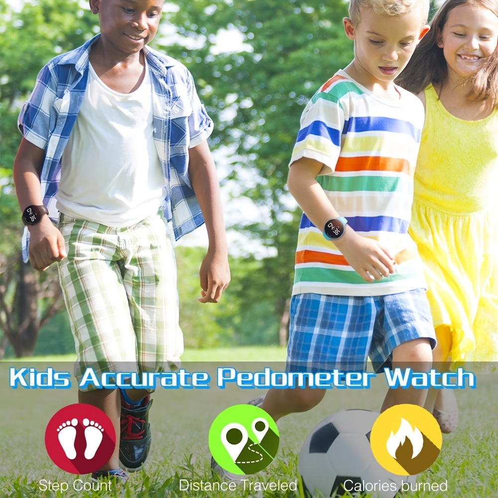 Children's Watch with Step Counter and Vibration Alarm, Silicone Strap