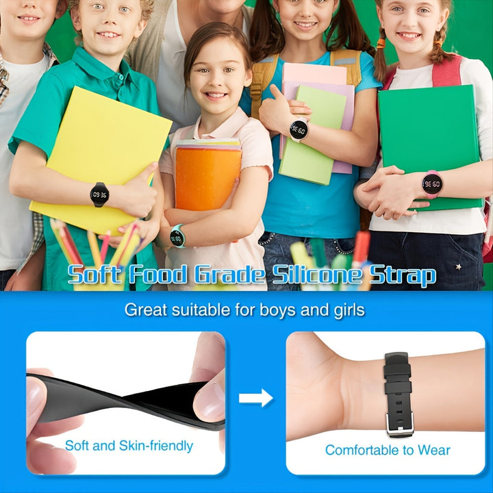 Children's Watch with Step Counter and Vibration Alarm, Silicone Strap