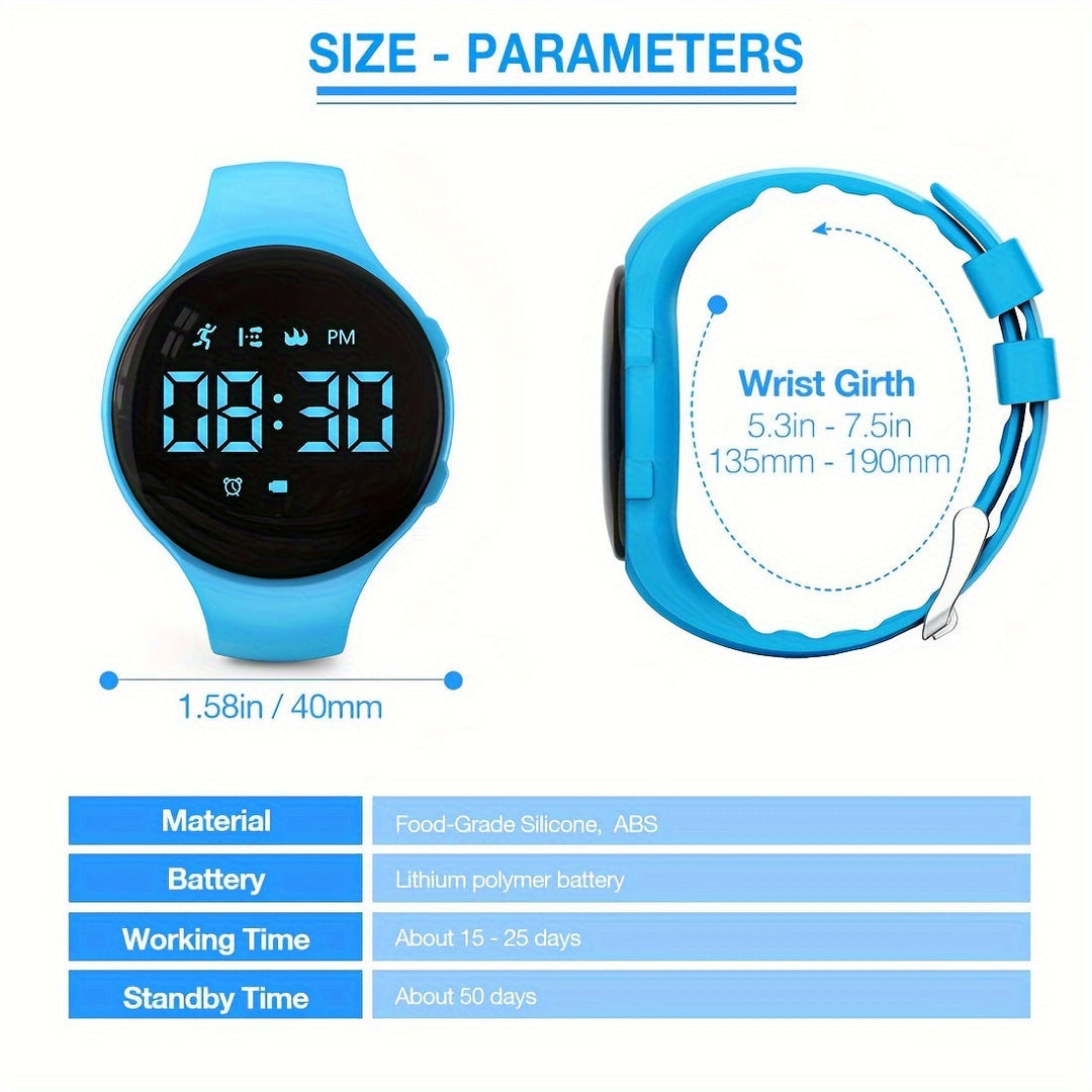 Children's Watch with Step Counter and Vibration Alarm, Silicone Strap
