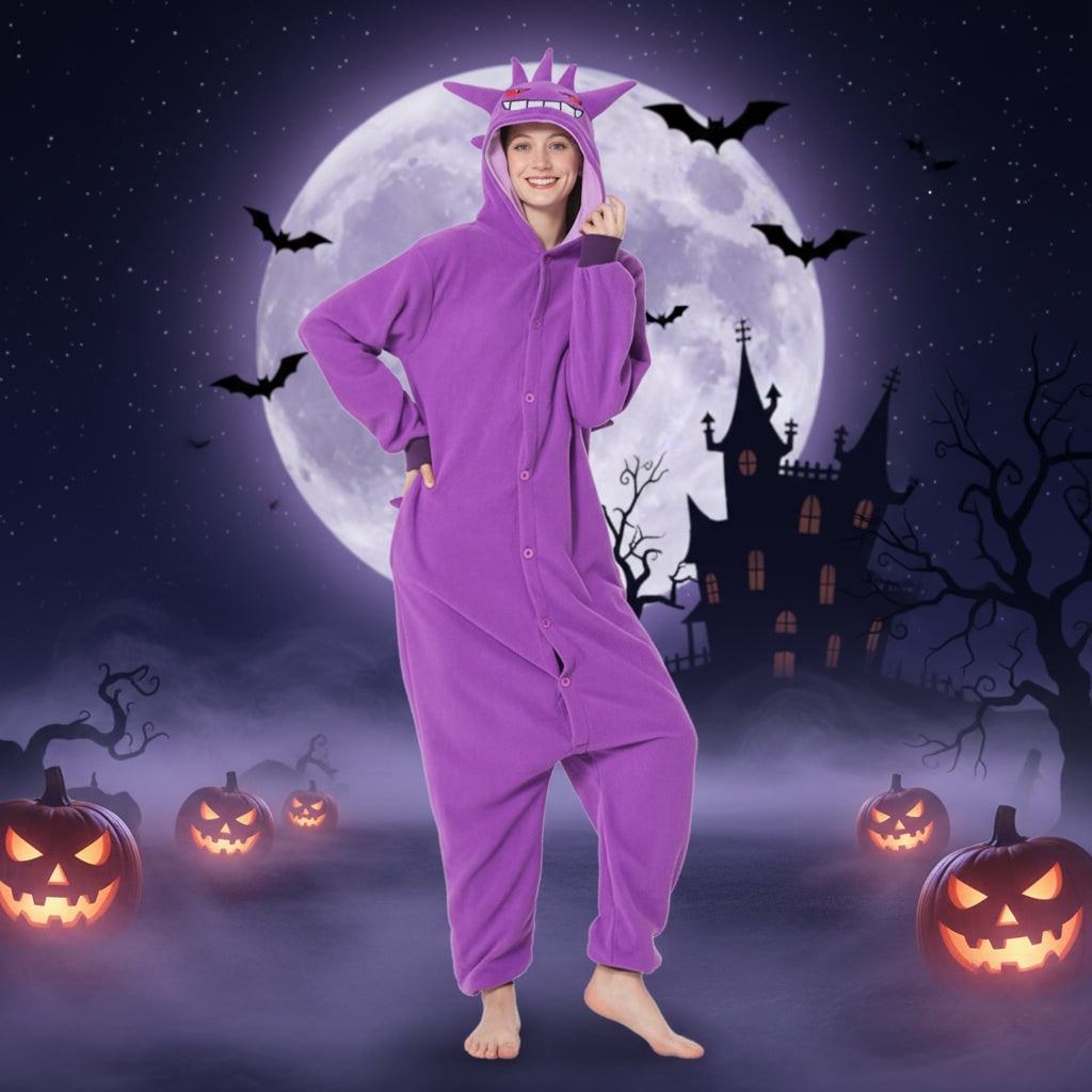 Kids' Halloween Onesie Pajamas with Character Hood and Fleece for Costume Party