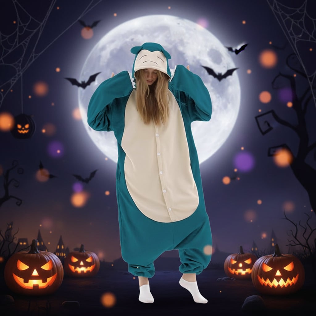 Kids' Halloween Onesie Pajamas with Character Hood and Fleece for Costume Party