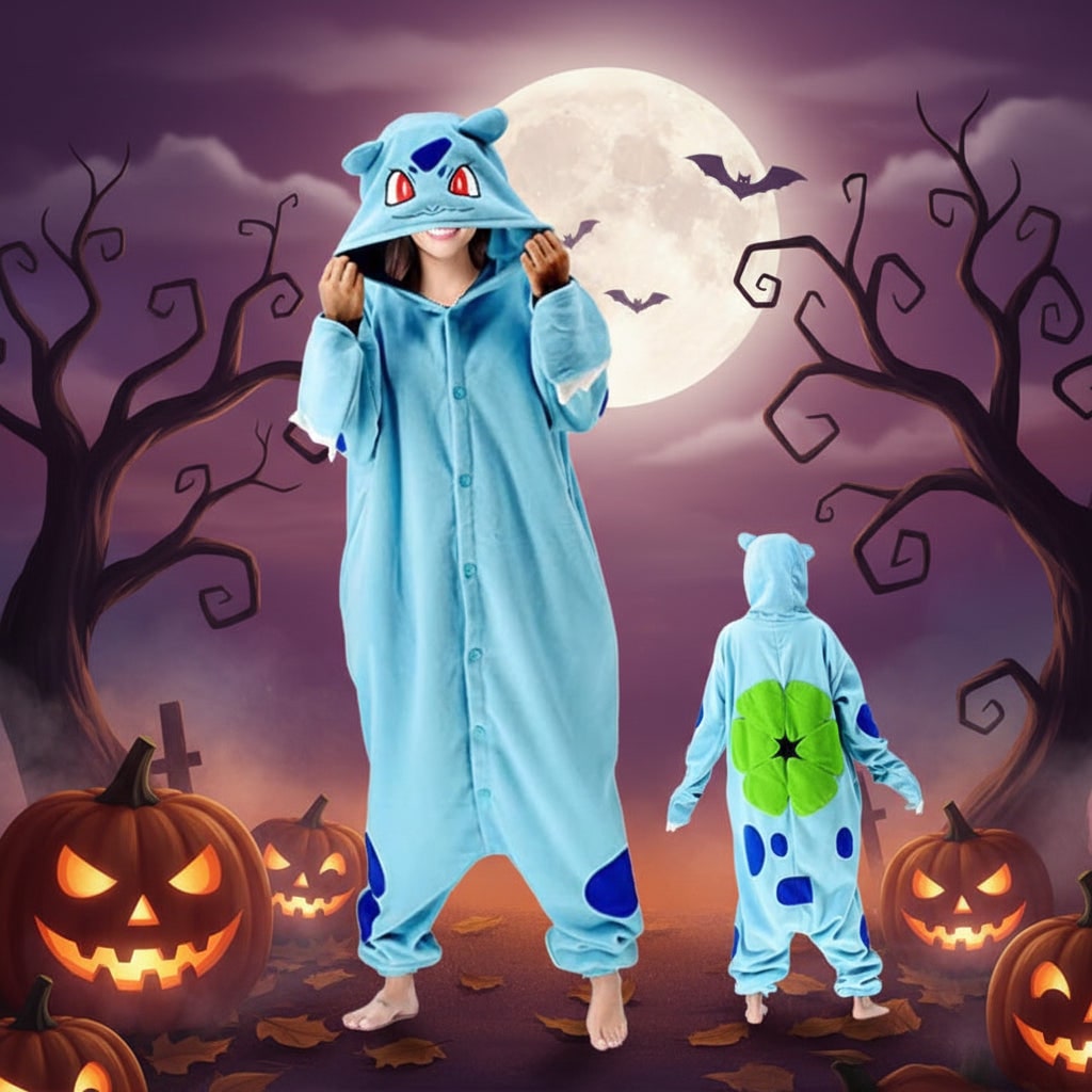 Kids' Halloween Onesie Pajamas with Character Hood and Fleece for Costume Party