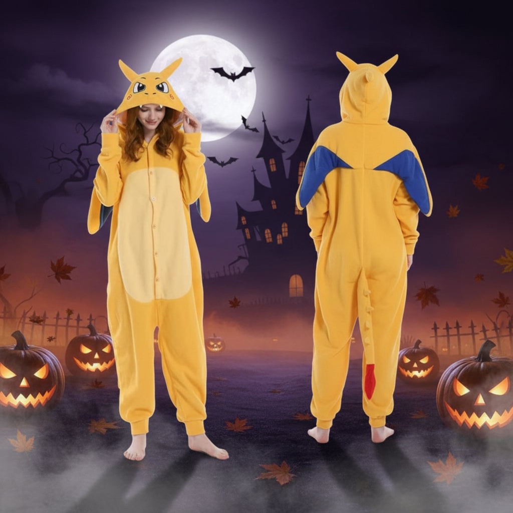 Kids' Halloween Onesie Pajamas with Character Hood and Fleece for Costume Party
