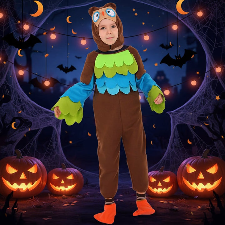 Kids' Halloween Animal Costume with Plush Fleece Hood Mittens and Shoe Covers