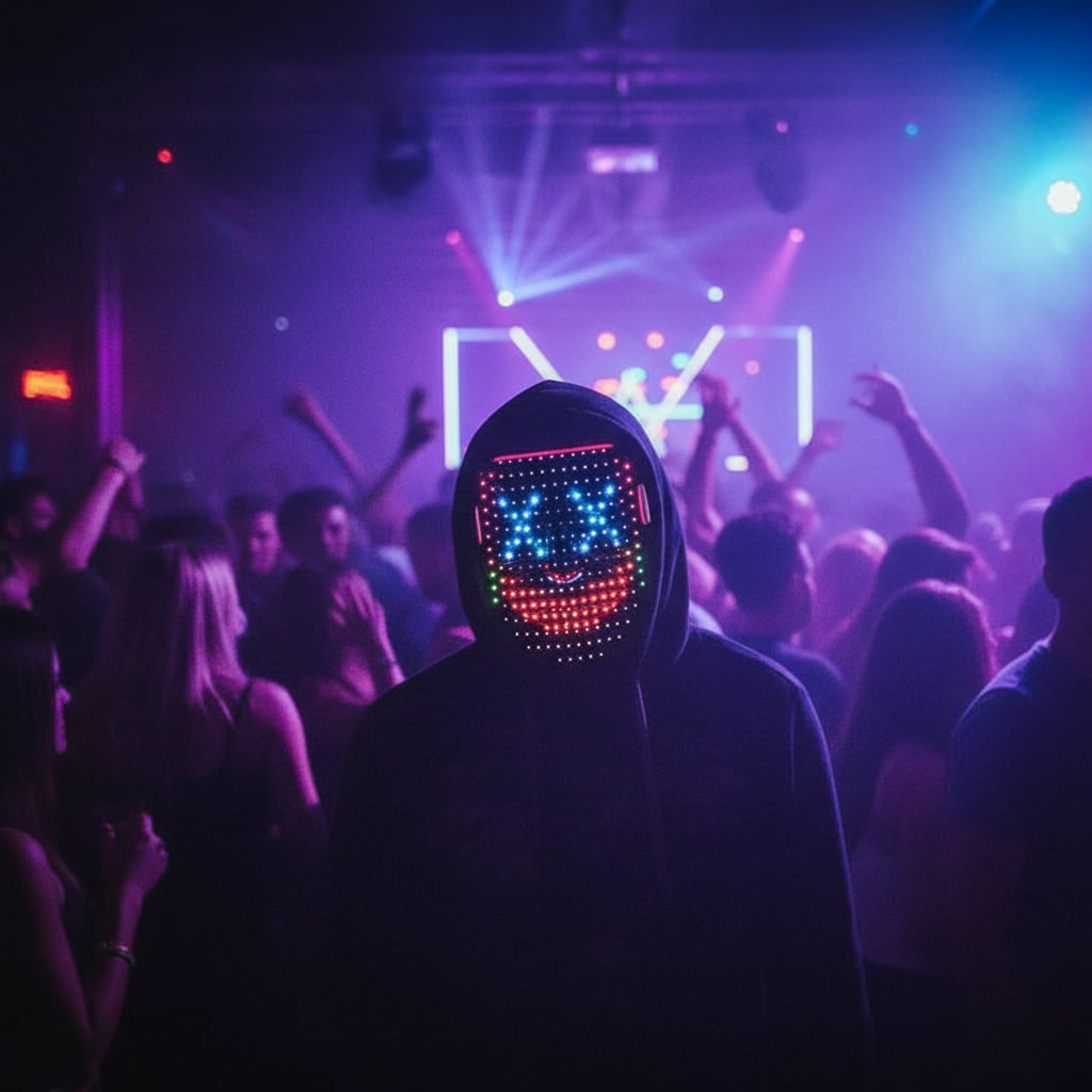 Kids' Halloween Red Light LED Mask with Gesture Control for Party Costume and at Home Use