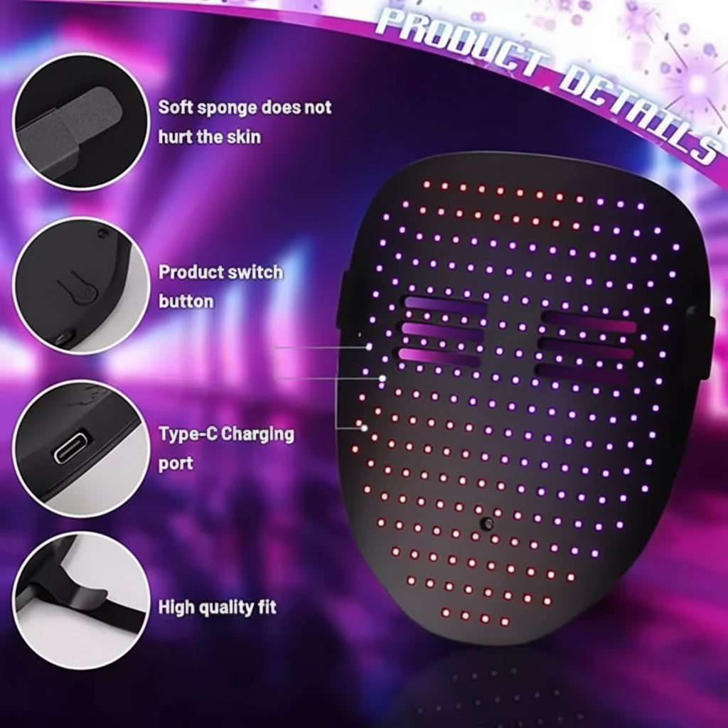 Kids' Halloween Red Light LED Mask with Gesture Control for Party Costume and at Home Use