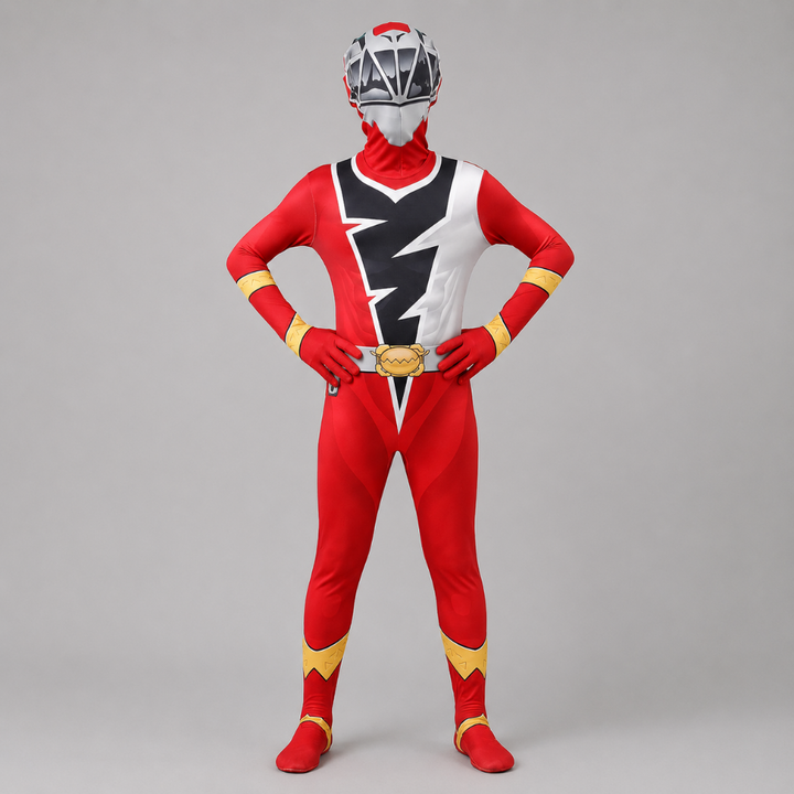 Kids' Halloween Superhero Costume Jumpsuit Dress Up with Lightning Bolt Chest Panel