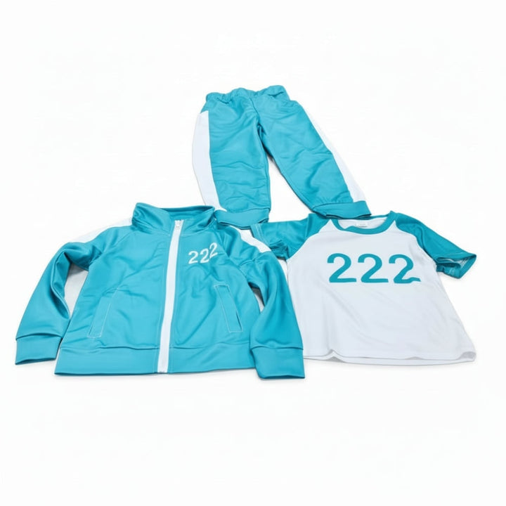 Kids' Halloween Three-Piece Costume Set with Numbers and Side Stripes Tracksuit