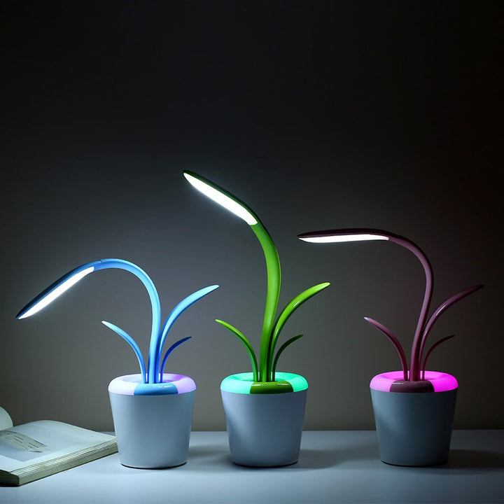 Plant Desk Lamp with LED Light Flexible Gooseneck Rechargeable Battery and USB Charging