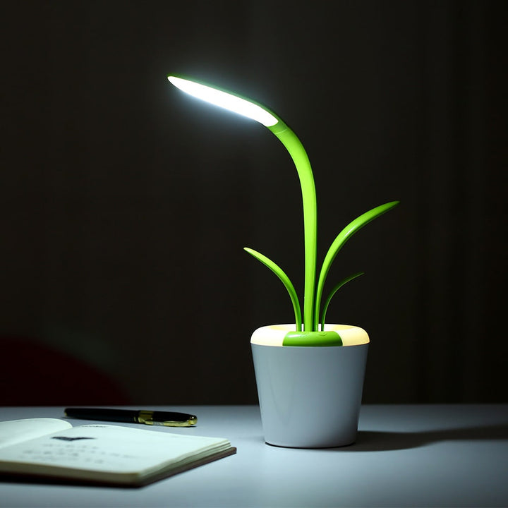 Plant Desk Lamp with LED Light Flexible Gooseneck Rechargeable Battery and USB Charging