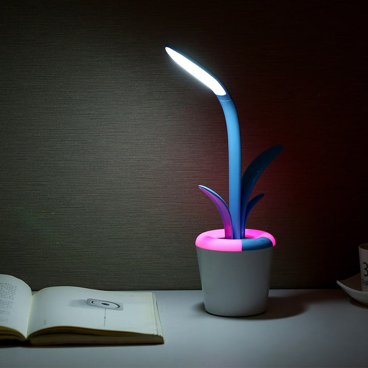 Plant Desk Lamp with LED Light Flexible Gooseneck Rechargeable Battery and USB Charging