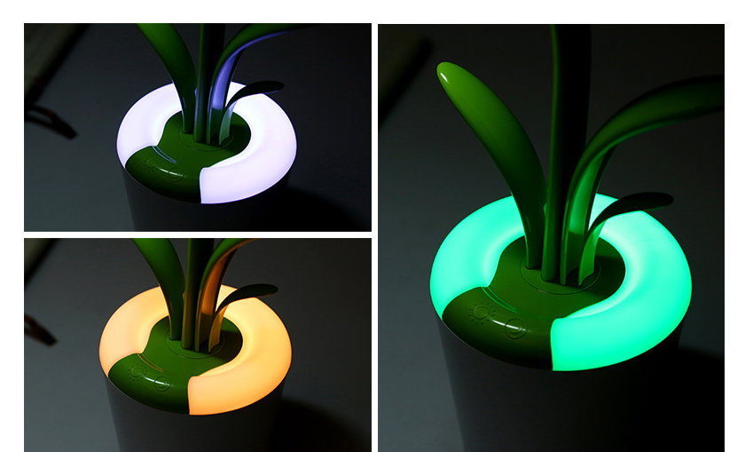 Plant Desk Lamp with LED Light Flexible Gooseneck Rechargeable Battery and USB Charging