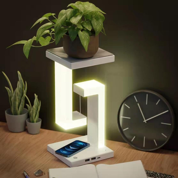Rechargeable LED Table Lamp with Battery Operated Tensegrity Floating Design and Pad