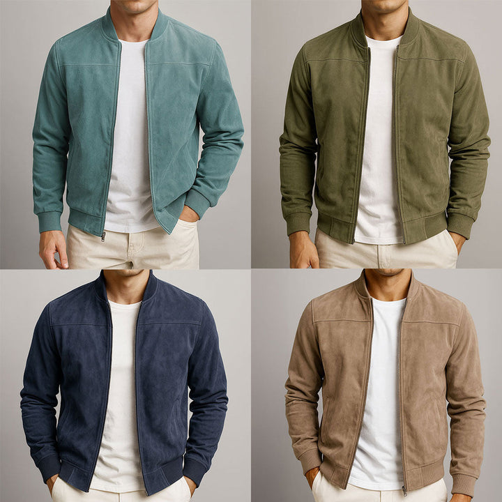 Men's Faux Suede Lightweight Jacket with Structured Shoulders