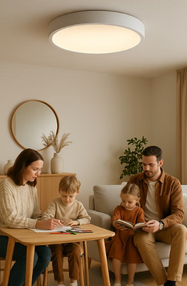Round LED Ceiling Light – Scandinavian Style, Long-Lasting, Ambient Light for Your Home