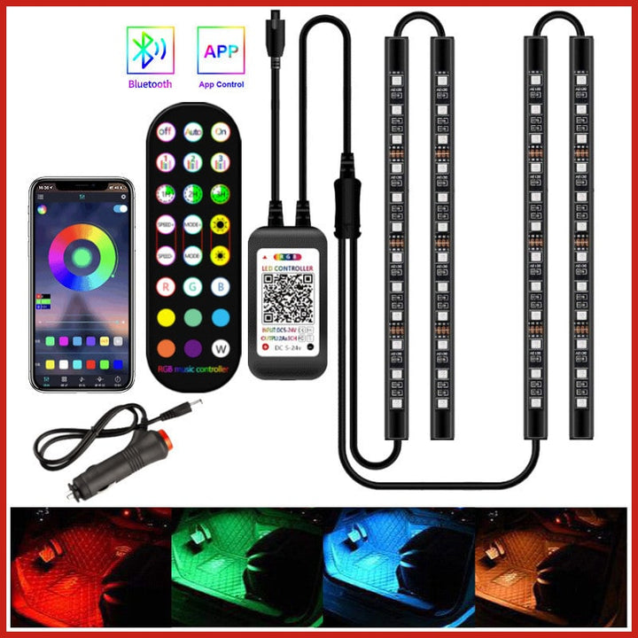 LED Strip Lights for Car Interior with Remote Control and Music Sync Ambient Lighting
