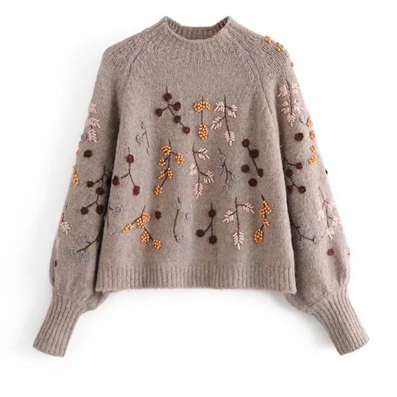 Women's Knitted Sweater with Autumn Motif – Noëlle