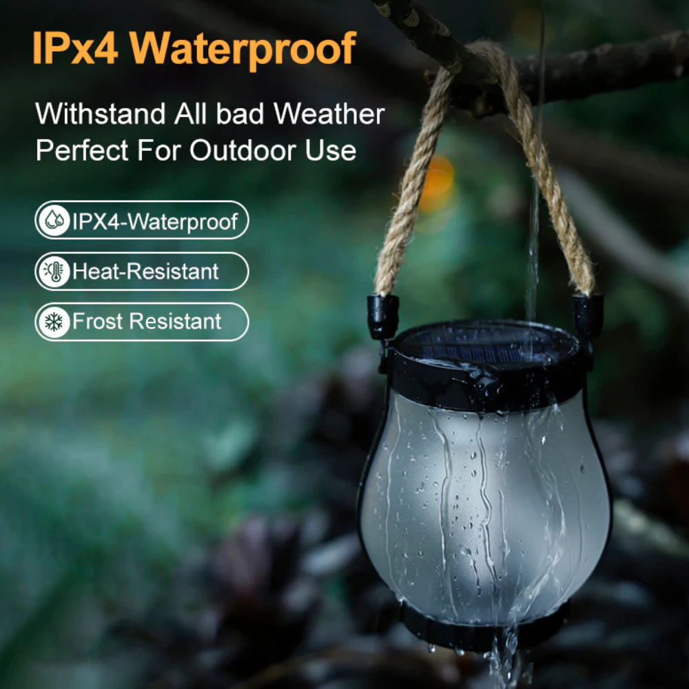 Solar lantern with realistic flame effect